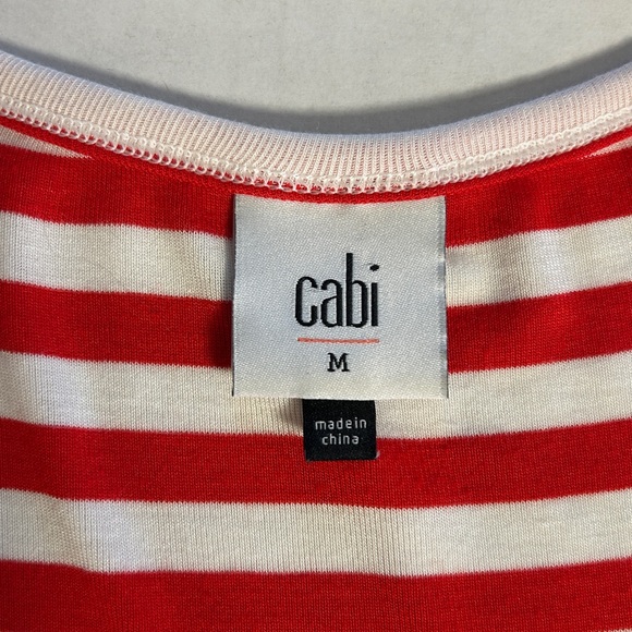 Cabi Womens Short Sleeve V-Neck Red/White Stripe Pullover Tee Shirt. Sz M - Picture 6 of 9